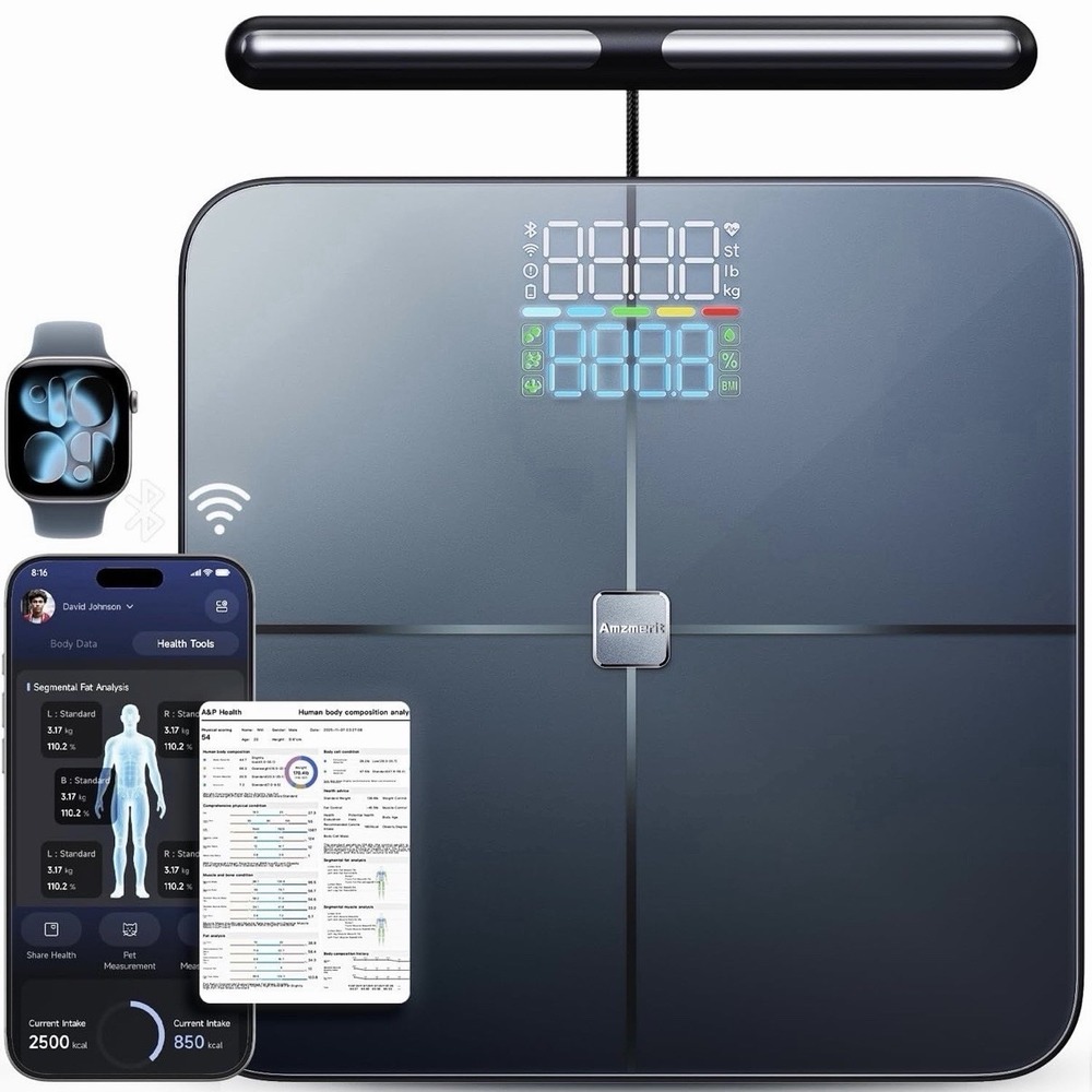 Amzmerit Smart Digital Scale for Weight FAT BMI 8-Electrode 28 Body Composition